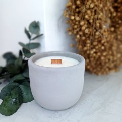 Sójová svíčka v betonu MALINOVÝ SORBET / Malina x limetka x citron x rum 220g