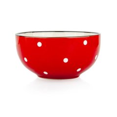 Miska červená s bílými puntíky, 490ml, 13cm, keramika
