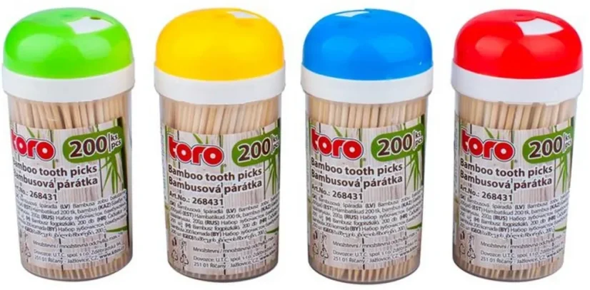Párátka v zásobníku TORO 200ks bambus MIX barev