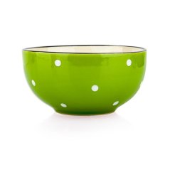 MISKA 13,5cm, 490ml, zelená, bílý puntík, keramika
