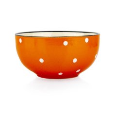 Miska oranžová s bílými puntíky, 490ml, 13cm keramika