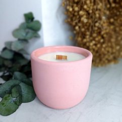 Sójová svíčka v betonu MALINOVÝ SORBET / Malina x limetka x citron x rum 220g